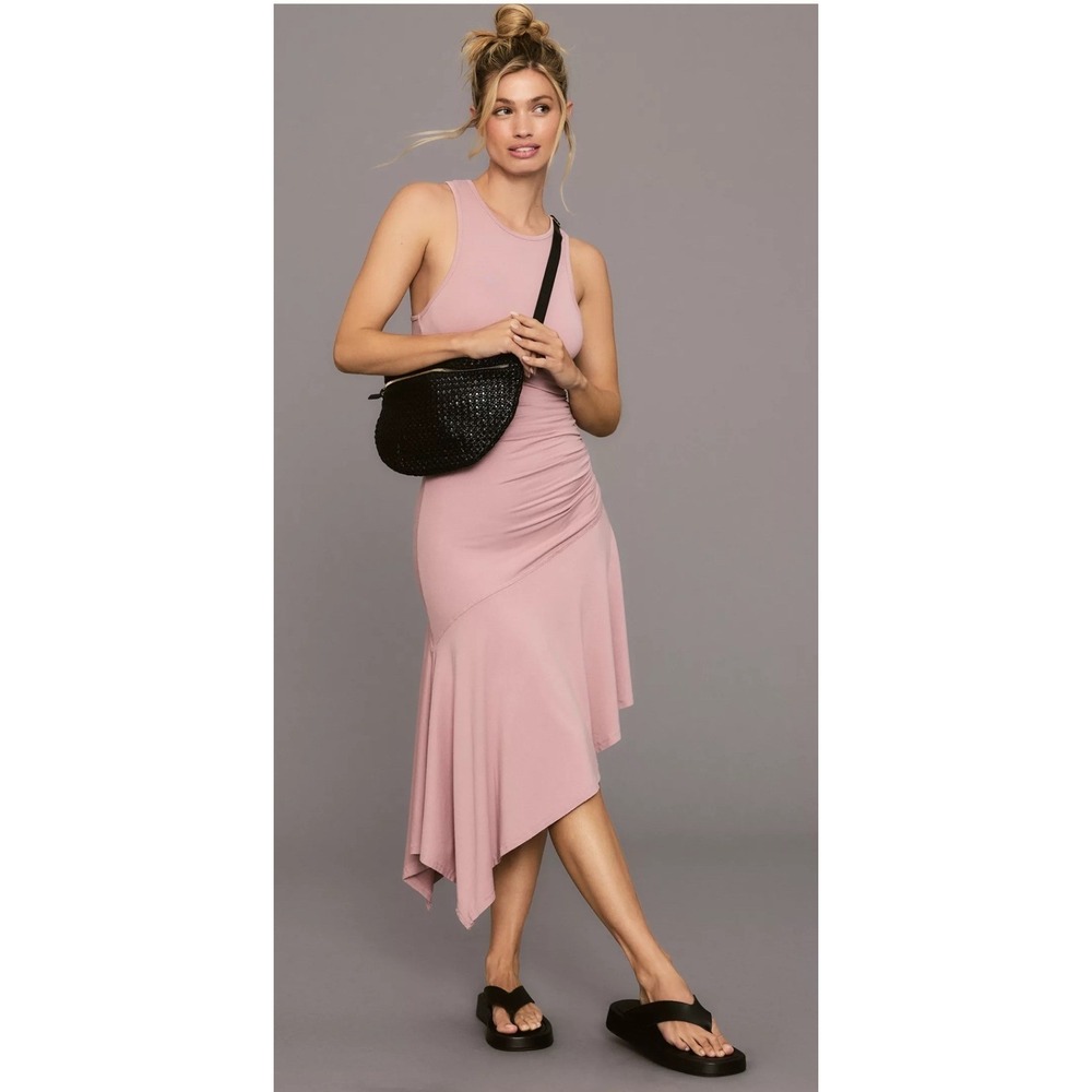 Daily Practice Anthropologie Sleeveless Side Ruched Dress Large Asymmetrical